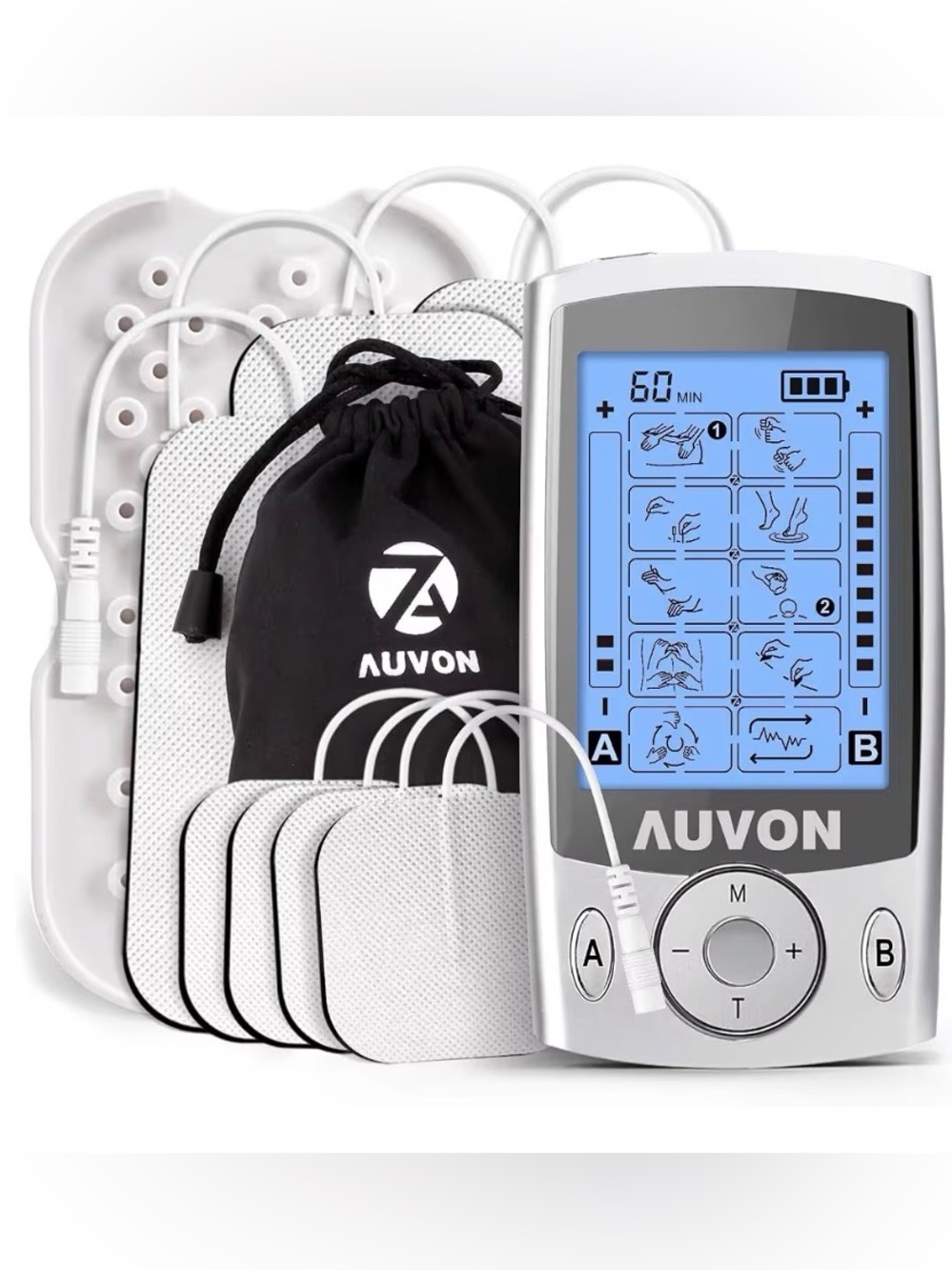 AUVON Dual Channel TENS Unit Muscle Tightness stimulator Machine 20 Modes New